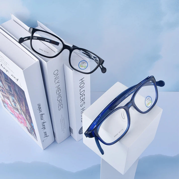 Secg Unisex Children's Full Rim Square Tr 90 Silicone Eyeglasses 19162 Full Rim Secg