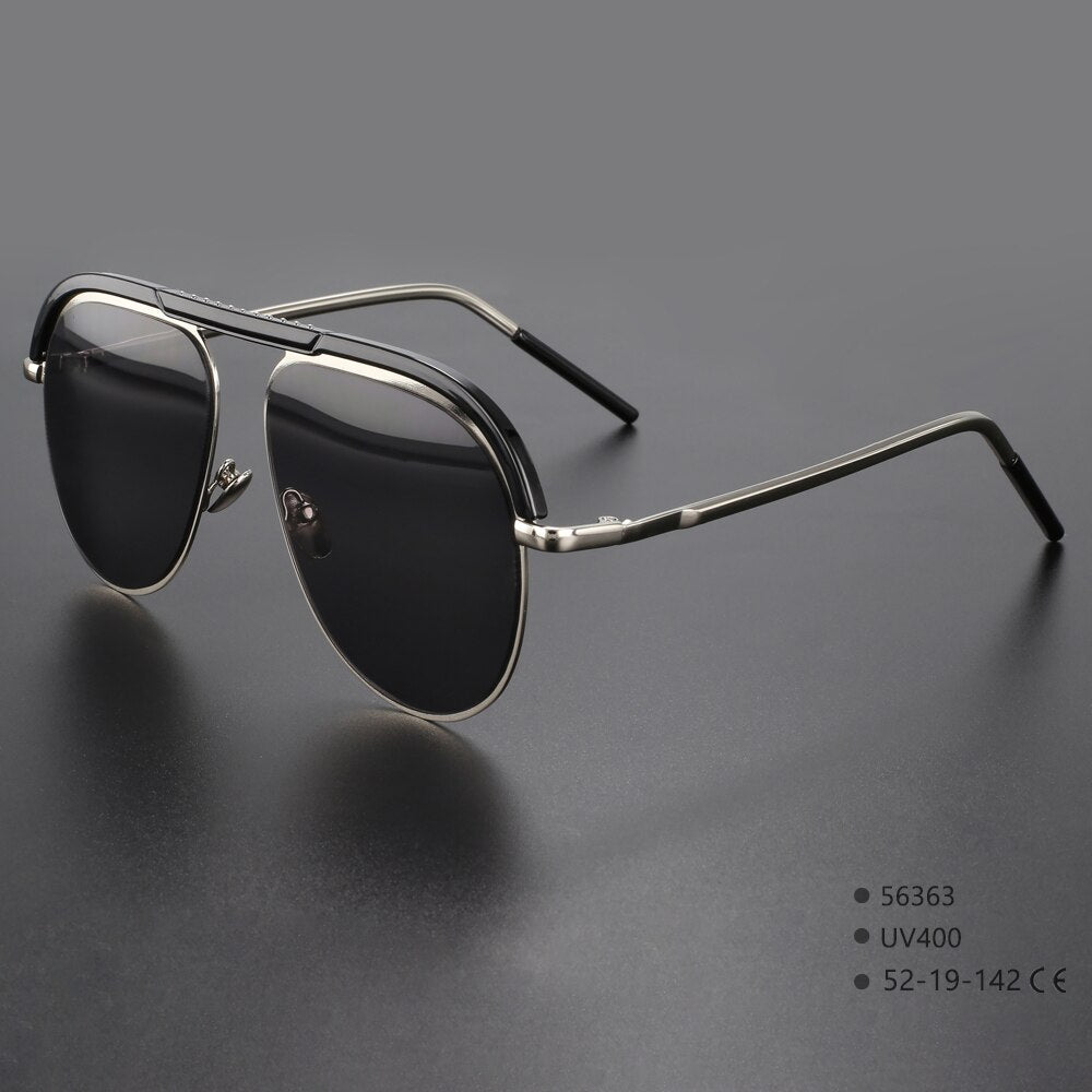CCspace Unisex Full Rim Large Square Alloy UV400 Sunglasses 56363 Sunglasses CCspace Sunglasses C1BlackSilver