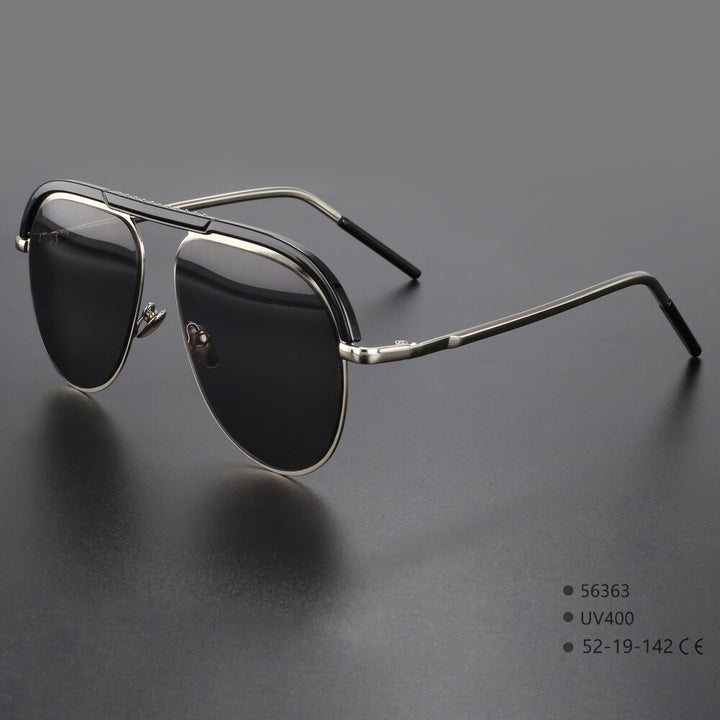 CCspace Unisex Full Rim Large Square Alloy UV400 Sunglasses 56363 Sunglasses CCspace Sunglasses C1BlackSilver