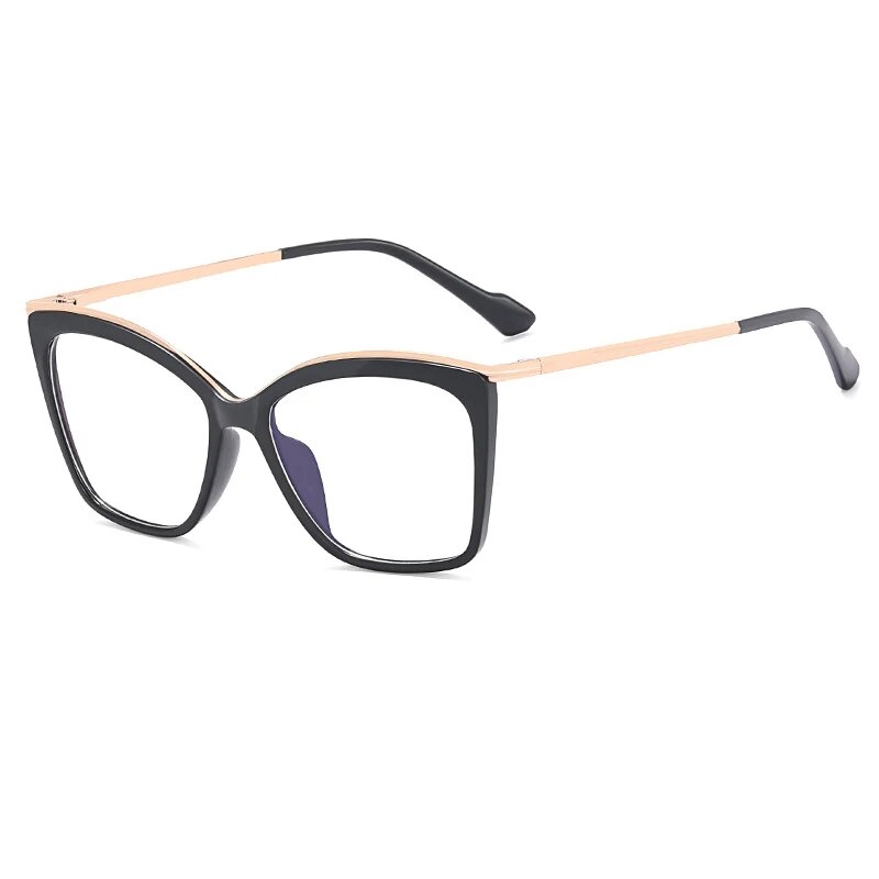 CCspace Women's Full Rim Square Tr 90 Titanium Eyeglasses 57052 Full Rim CCspace C1Black
