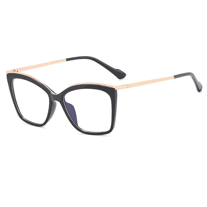 CCspace Women's Full Rim Square Tr 90 Titanium Eyeglasses 57052 Full Rim CCspace C1Black