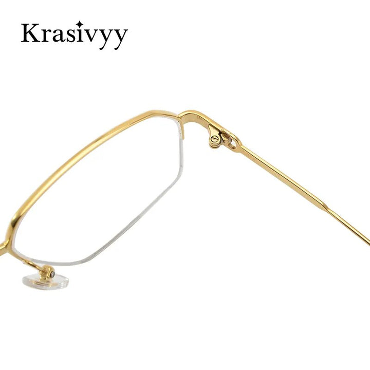 Krasivyy Men's Semi Rim Irregular Oval Titanium Eyeglasses Kr02850 Semi Rim Krasivyy