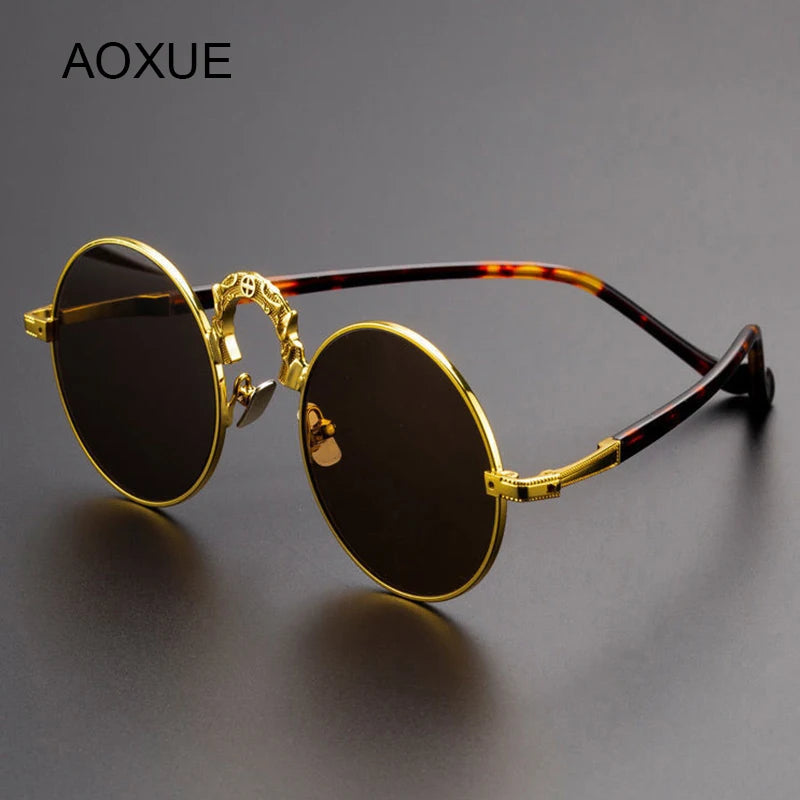 Aoxue Unisex Full Rim Round Copper Sunglasses 6054 Sunglasses Aoxue   