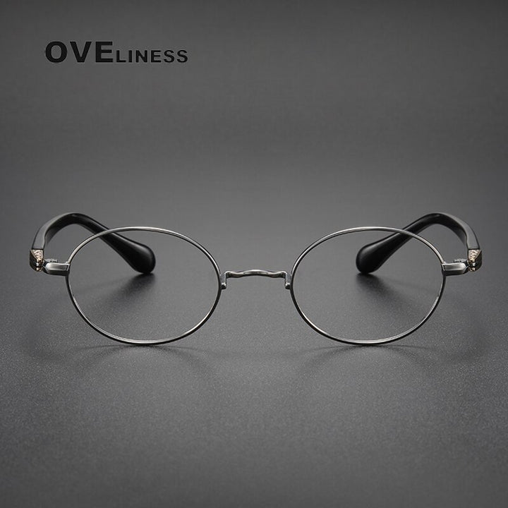 Oveliness Unisex Full Rim Oval Acetate Titanium Eyeglasses Ks119 Full Rim Oveliness