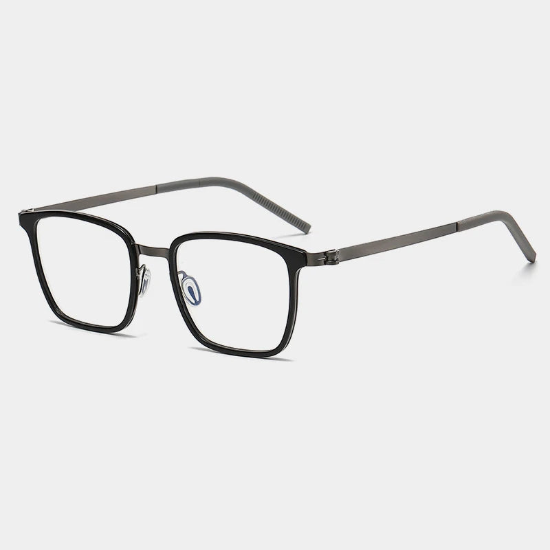 Gatenac Unisex Full Rim Square Acetate Eyeglasses Gxyj-1183 Full Rim Gatenac Black Gun