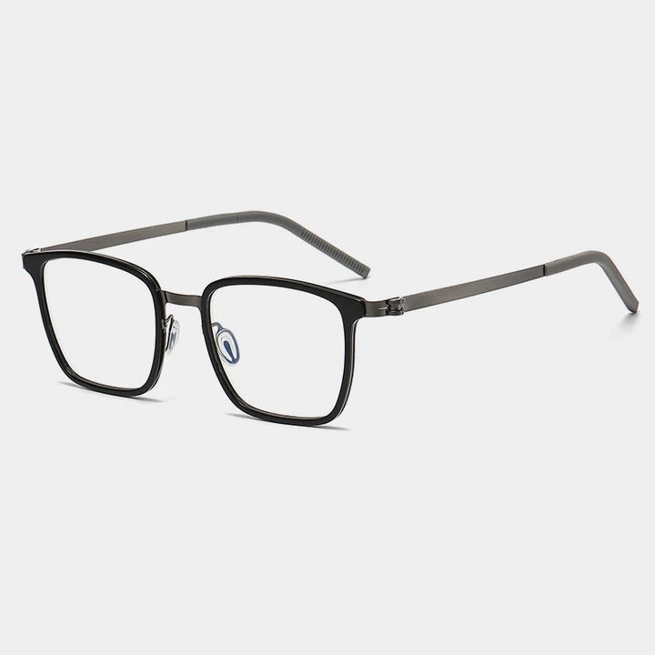 Gatenac Unisex Full Rim Square Acetate Eyeglasses Gxyj-1183 Full Rim Gatenac Black Gun