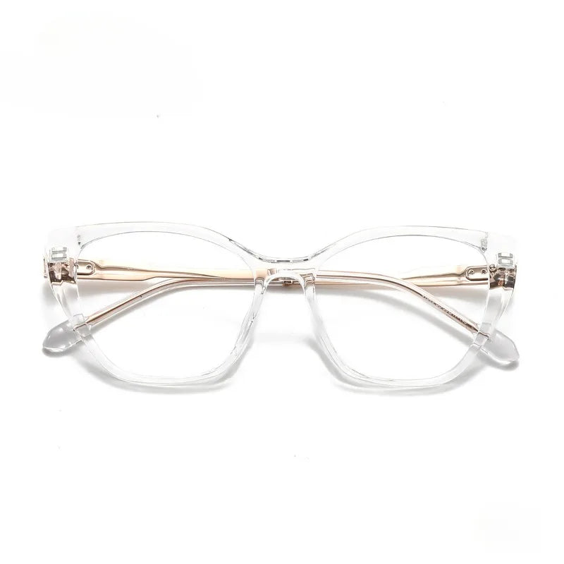 Hewei Women's Full Rim Square Cat Eye Acetate Titanium Eyeglasses 41049