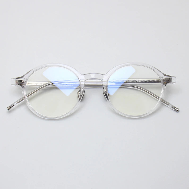Black Mask Unisex Full Rim Round Acetate Eyeglasses 49205 Full Rim Black Mask Crystal