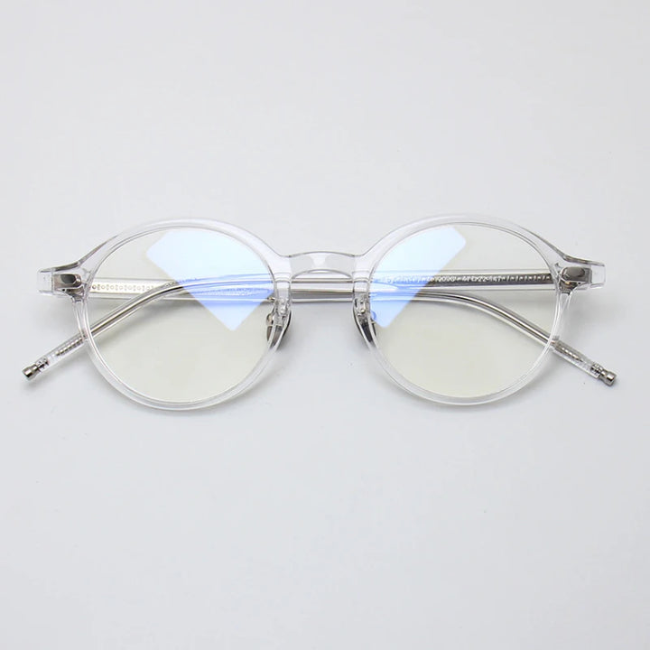 Black Mask Unisex Full Rim Round Acetate Eyeglasses 49205 Full Rim Black Mask Crystal
