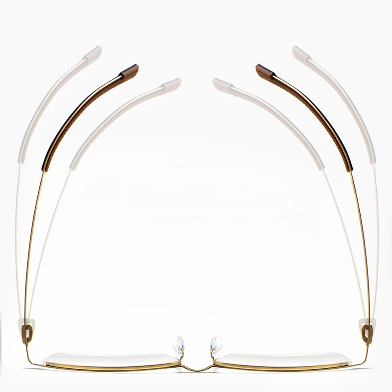Bclear Men's Semi Rim Square Brow Line Titanium Eyeglasses 0129 Semi Rim Bclear