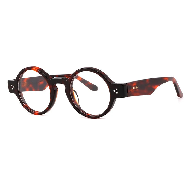 Gatenac Unisex Full Rim Round Acetate Eyeglasses Gxyj-1175 Full Rim Gatenac Dark Tortoiseshell