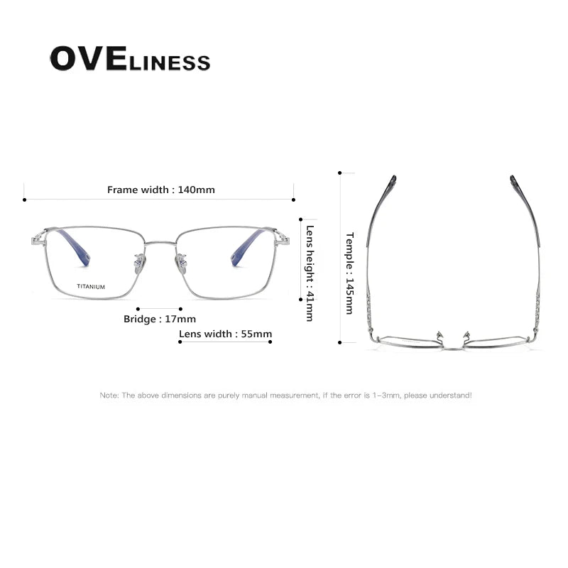 Oveliness Men's Full Rim Square Titanium Eyeglasses 80910 Full Rim Oveliness
