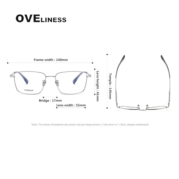 Oveliness Men's Full Rim Square Titanium Eyeglasses 80910 Full Rim Oveliness