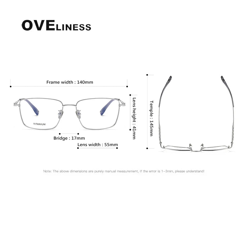 Oveliness Men's Full Rim Square Titanium Eyeglasses 80910 Full Rim Oveliness   