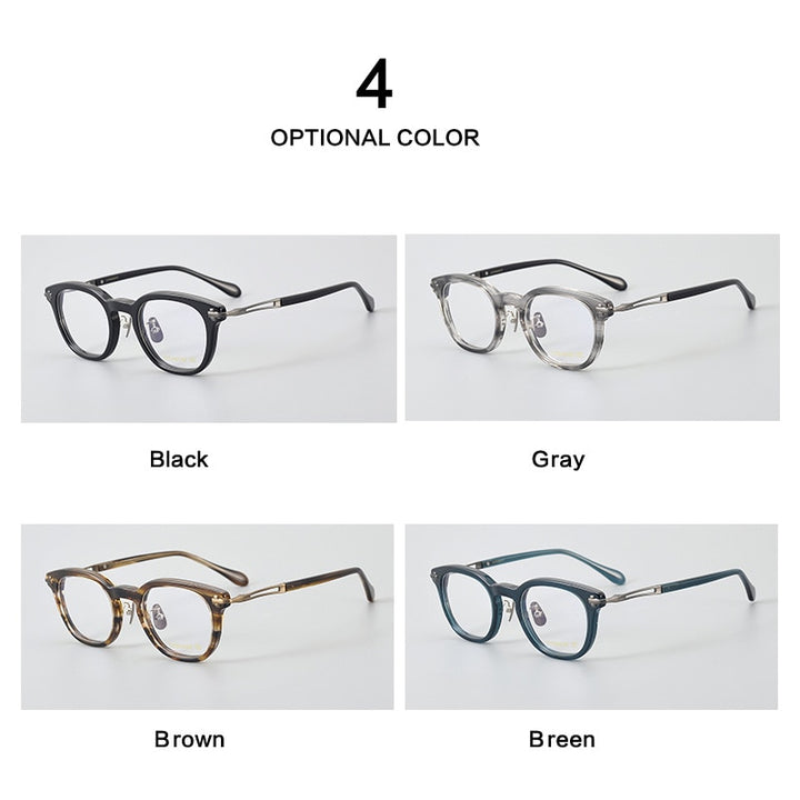 Muzz Men's Full Rim Square Acetate Titanium Eyeglasses Thick Full Rim Muzz