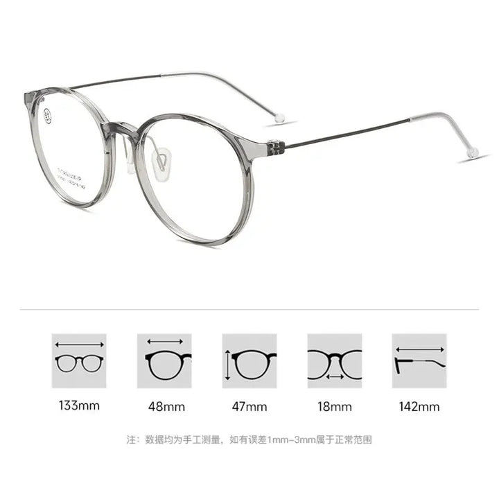 Momoja Women's Full Rim Round Tr 90 Titanium Eyeglasses M9881