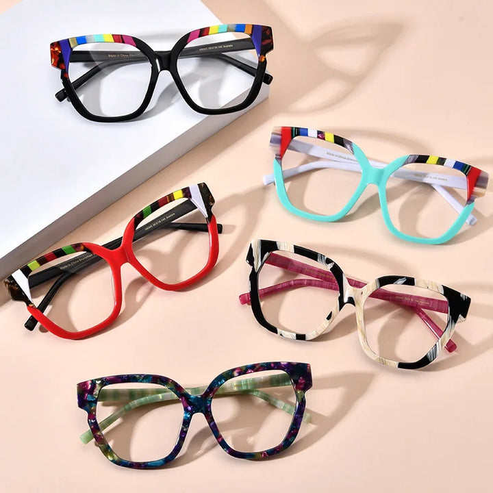 Nobler Unisex Full Rim Cat Eye Acetate Eyeglasses 19340 Full Rim Nobler