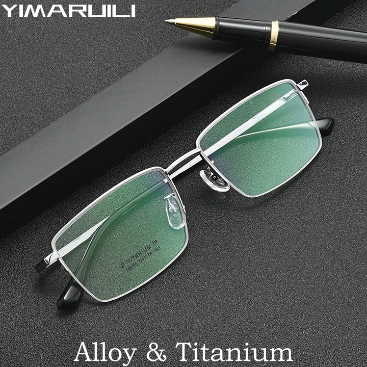 Yimaruili Men's Semi Rim Square Titanium Alloy Eyeglasses Y18005 Semi Rim Yimaruili Eyeglasses