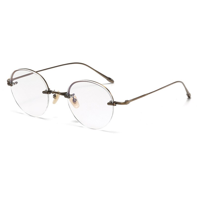 Gatenac Unisex Rimless Round Titanium Eyeglasses Gxyj1038 Rimless Gatenac Bronze