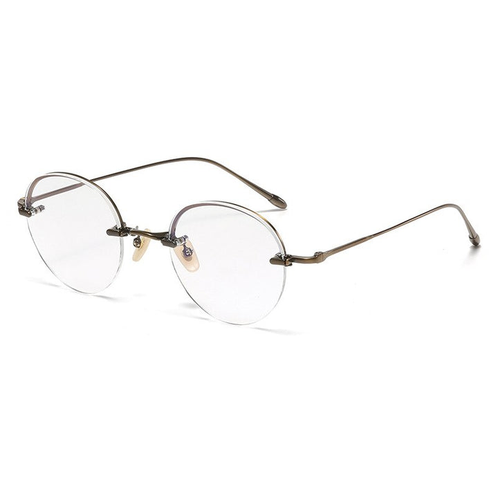 Gatenac Unisex Rimless Round Titanium Eyeglasses Gxyj1038 Rimless Gatenac Bronze