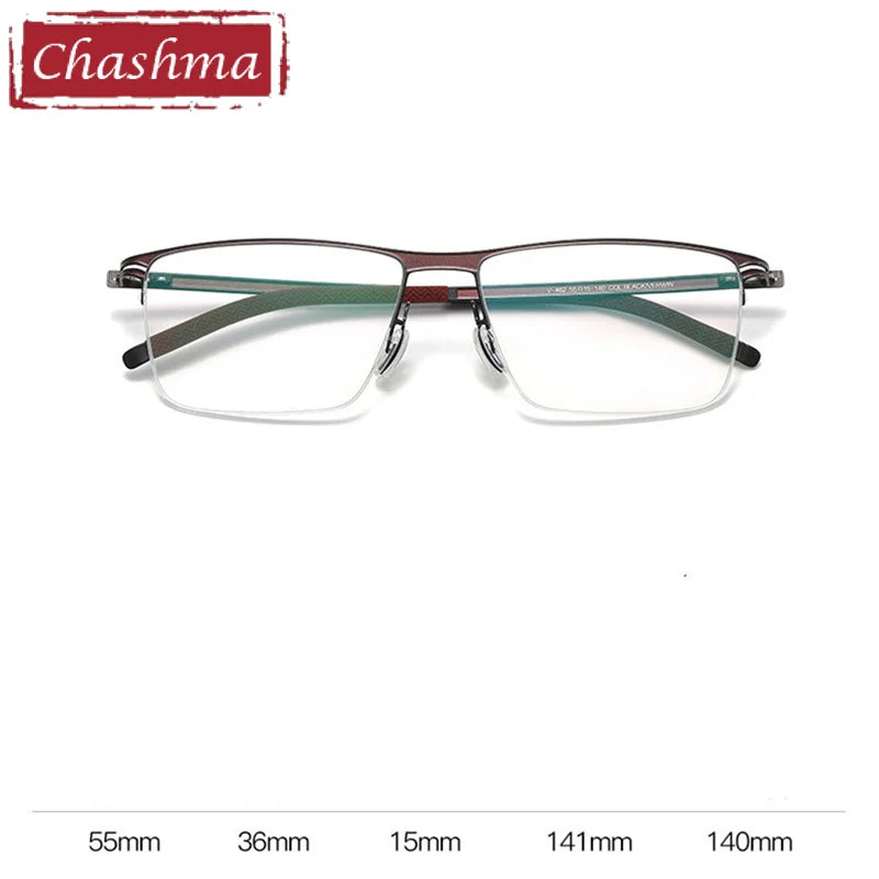 Chashma Ottica Men's Full Rim Brow Line Square Titanium Eyeglasses 462 Full Rim Chashma Ottica   