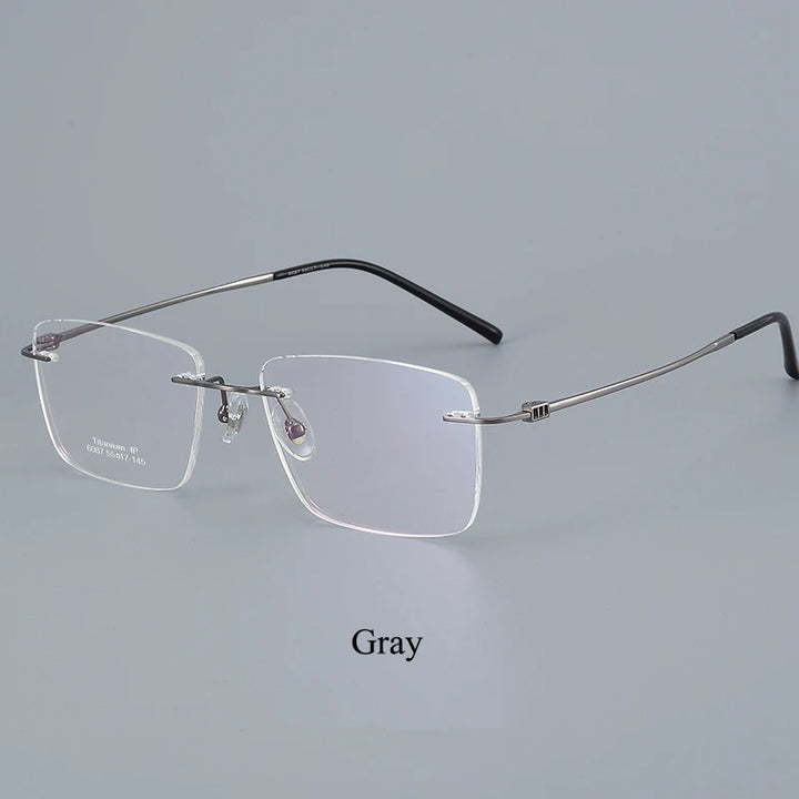 Bclear Unisex Rimless Square Titanium Eyeglasses Rimless Bclear GRAY