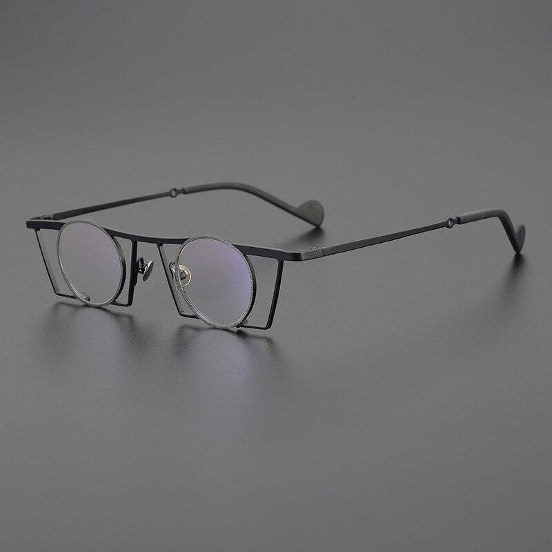 Gatenac Unisex Full Rim Square Round Titanium Eyeglasses Gxyj1035 Full Rim Gatenac Black