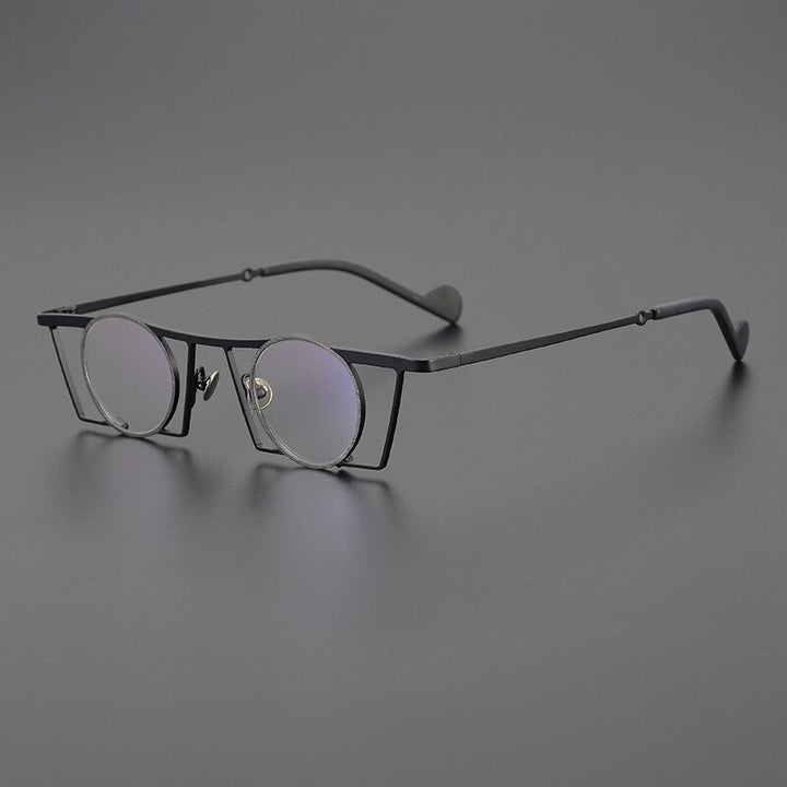 Gatenac Unisex Full Rim Square Round Titanium Eyeglasses Gxyj1035 Full Rim Gatenac Black