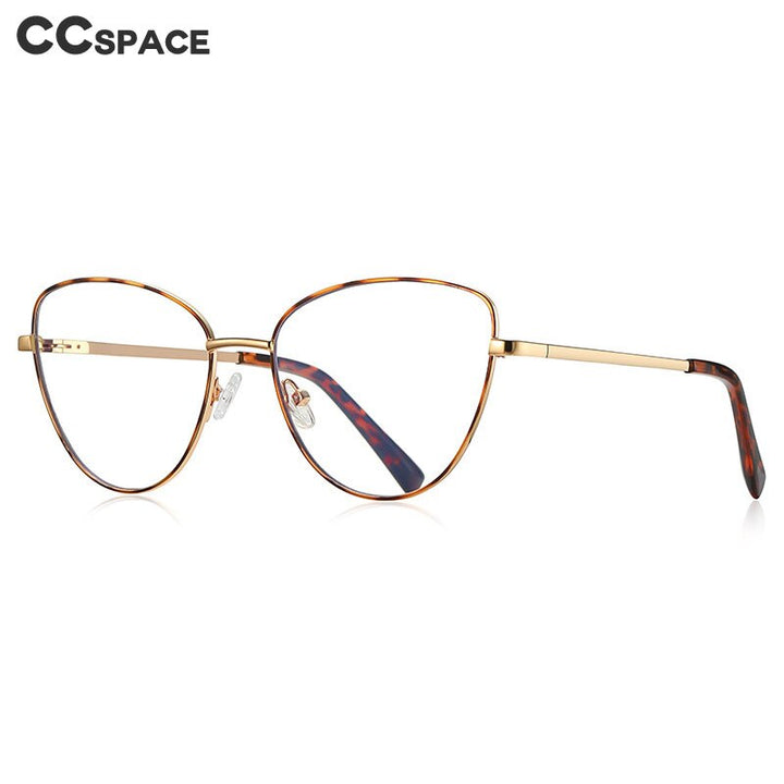 CCspace Unisex Full Rim Square Cat Eye Spring Hinge Alloy Eyeglasses 56273 Full Rim CCspace