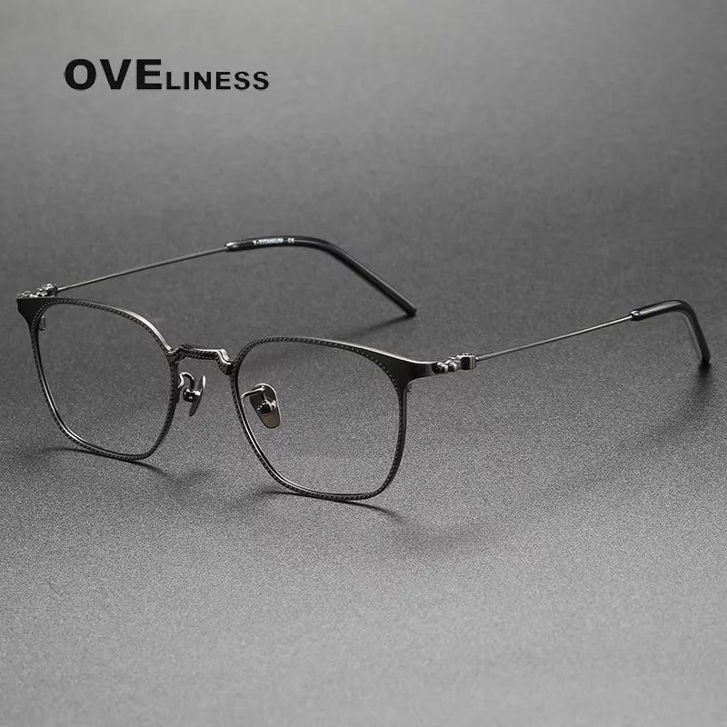 Oveliness Men's Full Rim Polygon Square Titanium Eyeglasses 67162