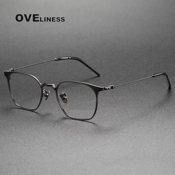 Oveliness Men's Full Rim Polygon Square Titanium Eyeglasses 67162
