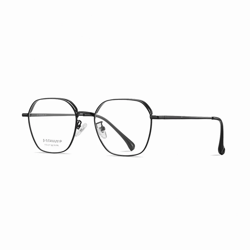 Ralferty Unisex Full Rim Polygon Titanium Eyeglasses R6224 Full Rim Ralferty C4 Matt Black CHINA