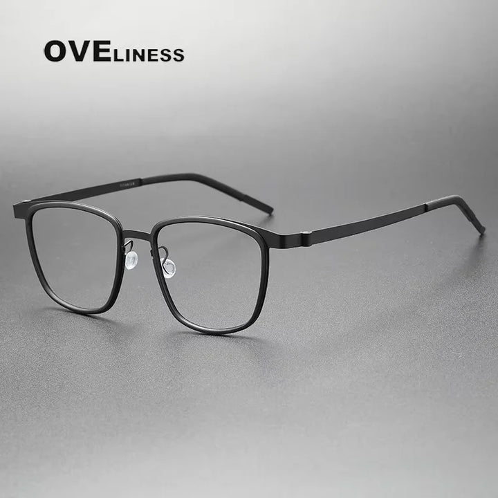 Oveliness Unisex Full Rim Square Acetate Titanium Eyeglasses 39717