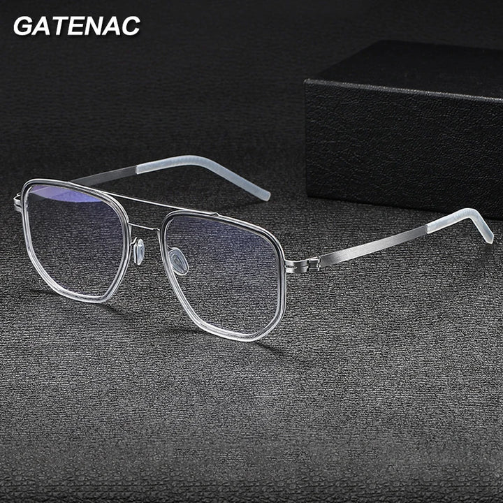 Gatenac Unisex Full Rim Square Acetate Eyeglasses Gxyj-1185 Full Rim Gatenac   