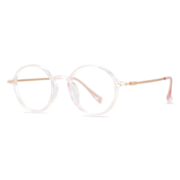 CCspace Unisex Full Rim Round Tr 90 Titanium Eyeglasses 57098 Full Rim CCspace Pink