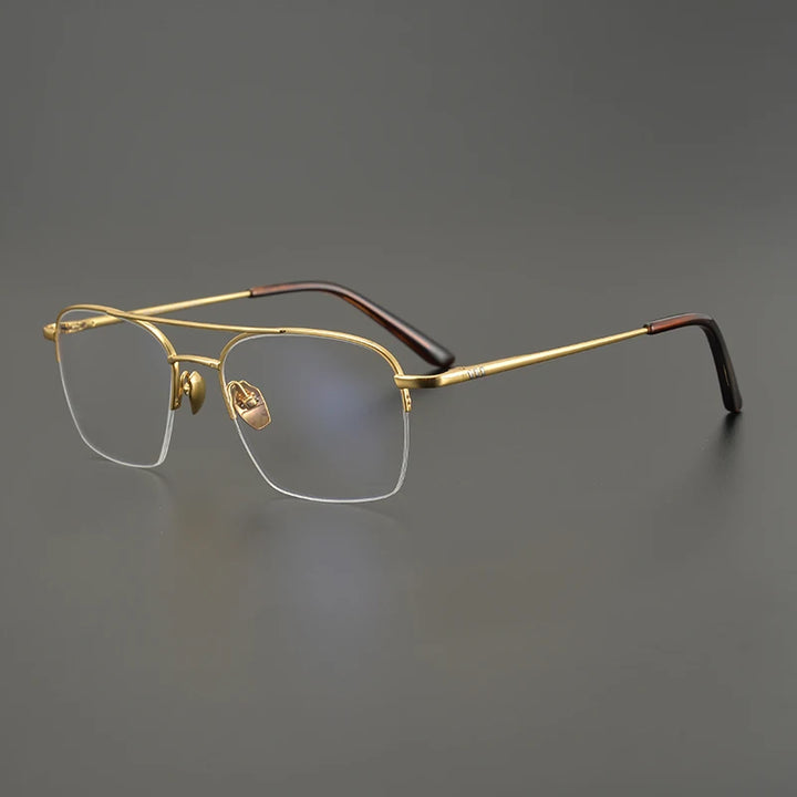 Aimee Unisex Semi Rim Square Double Bridge Titanium Eyeglasses 7001 Semi Rim Aimee