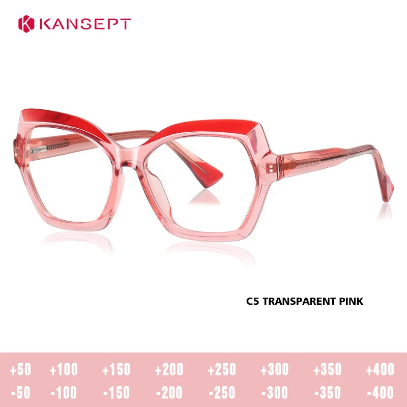 Kansept Women's Full Rim Polygon Tr 90 Alloy Reading Glasses 67043