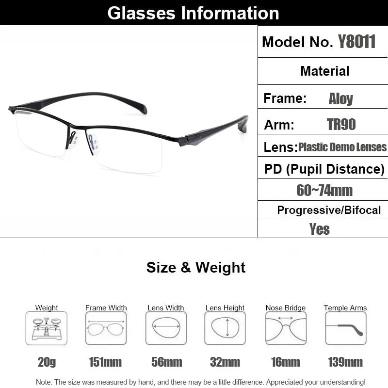 Gmei Men's Semi Rim Square Brow Line Tr 90 Alloy Eyeglasses 68011