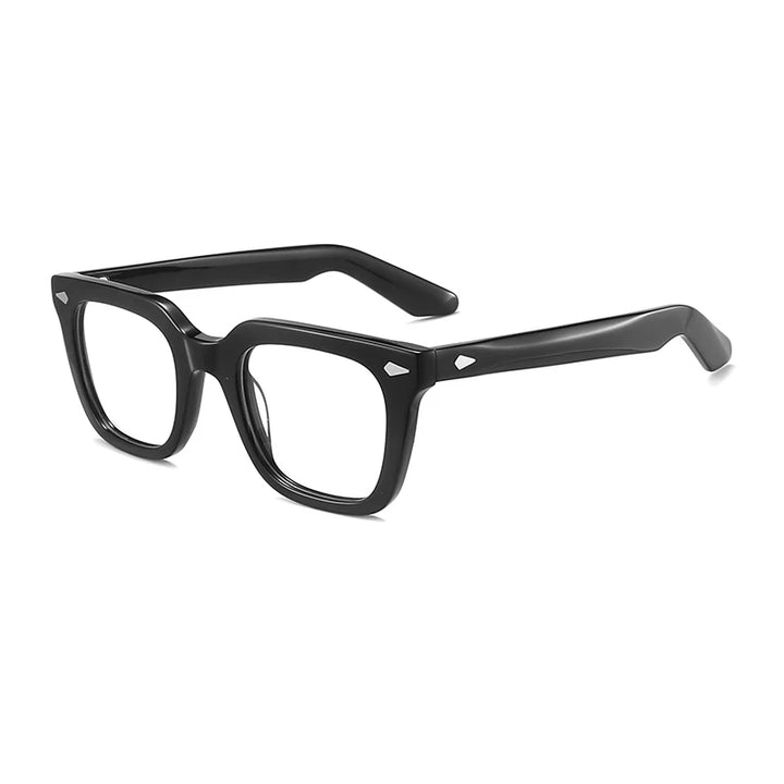 Gatenac Unisex Full Rim Brow Line Square Acetate Eyeglasses Gxyj1531 Full Rim Gatenac Black