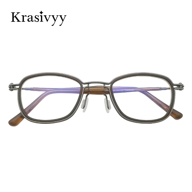 Krasivyy Men's Full Rim Oval Square Acetate Titanium Eyeglasses 55861
