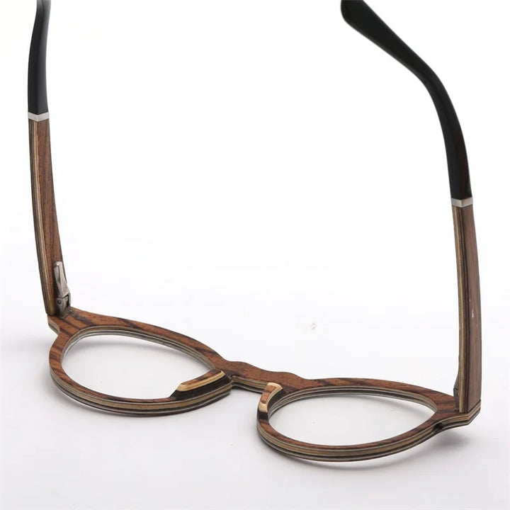 Hdcrafter Unisex Full Rim Round Wood Eyeglasses 5329 Full Rim Hdcrafter Eyeglasses   