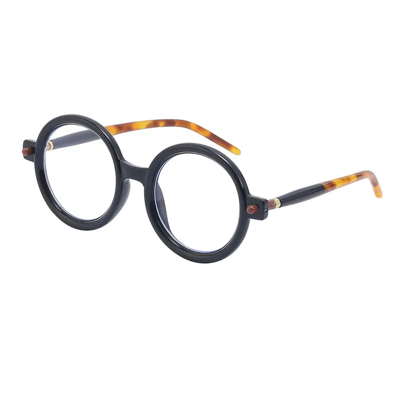 Kocolior Unisex Full Rim Round Acetate Hyperopic Reading Glasses 86602 Reading Glasses Kocolior Black 0