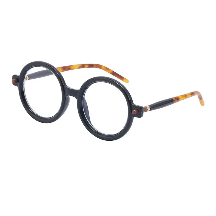 Kocolior Unisex Full Rim Round Acetate Hyperopic Reading Glasses 86602 Reading Glasses Kocolior Black 0 