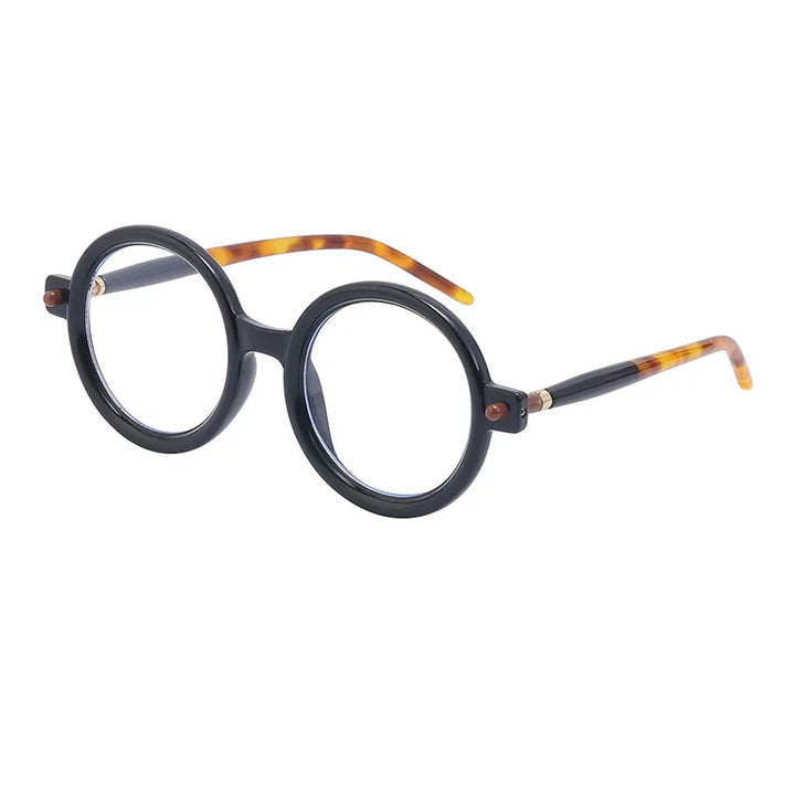 Kocolior Unisex Full Rim Round Acetate Hyperopic Reading Glasses 86602 Reading Glasses Kocolior Black 0