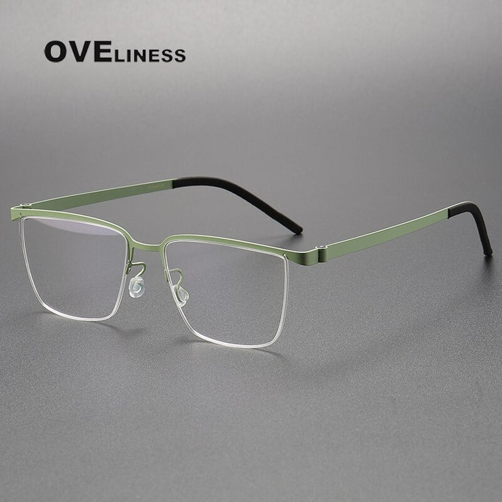 Oveliness Unisex Semi Rim Square Screwless Titanium Eyeglasses 7420 Semi Rim Oveliness green  