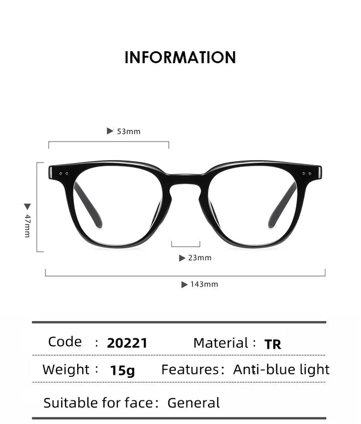 Kocolior Unisex Full Rim Square Tr 90 Acetate Hyperopic Reading Glasses 20221 Reading Glasses Kocolior
