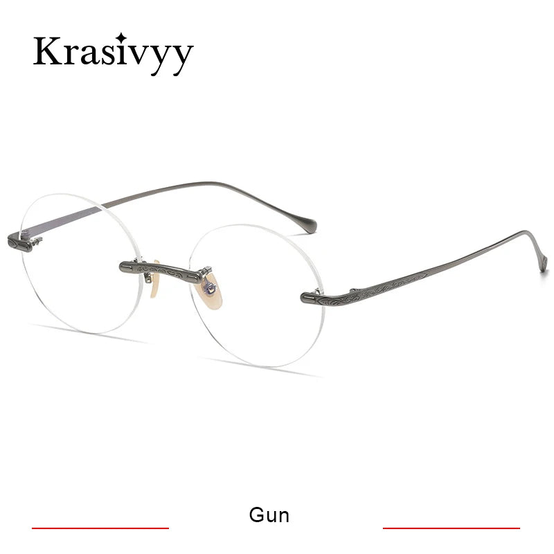 Krasivyy Women's Rimless Oval Round Titanium Eyeglasses 35933