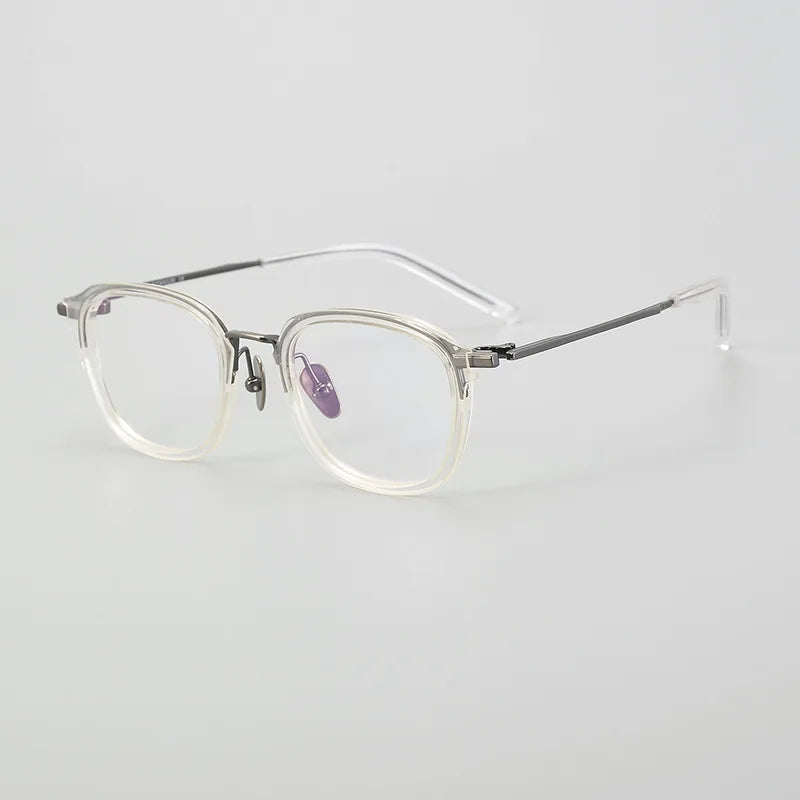 Black Mask Women's Full Rim Square Acetate Titanium Eyeglasses M110 Full Rim Black Mask Crystal