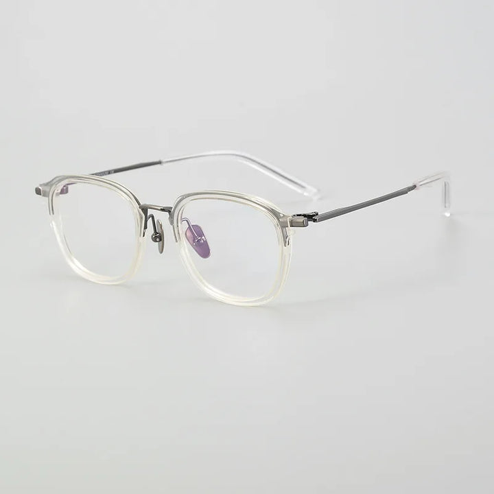 Black Mask Unisex Full Rim Square Acetate Titanium Eyeglasses 915110