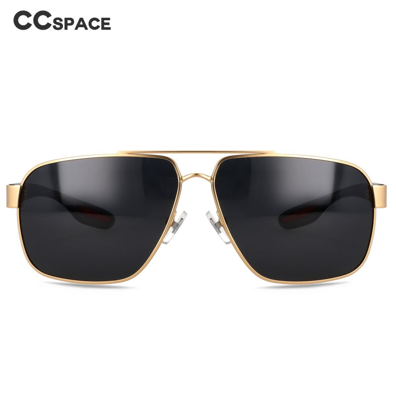CCspace Men's Full Rim Square Double Bridge Alloy Polarized Sunglasses 56362 Sunglasses CCspace Sunglasses